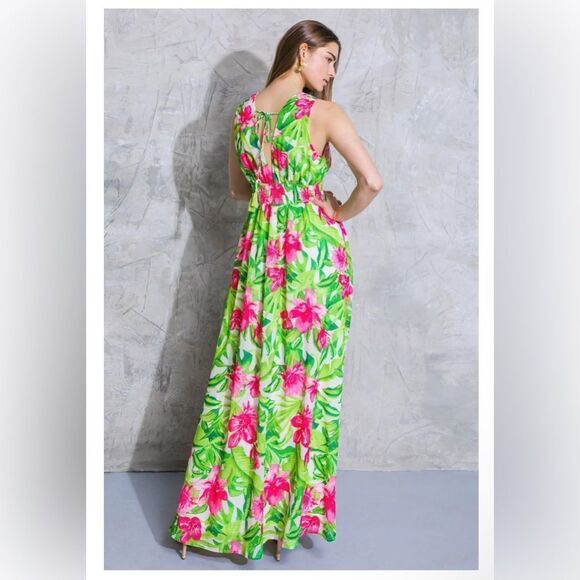 Flying Tomato Dress Maxi Floral Pink Green Size S - Picture 3 of 12